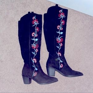 Carlos Knee High Embroidered Boots